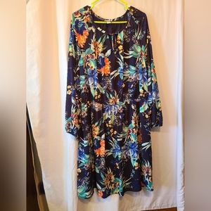 Ava & Viv, 2X, Multi floral sheer lined dress